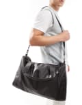 French Connection faux leather weekend holdall bag in dark brown