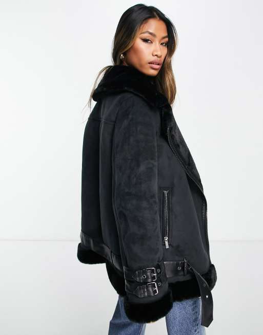 French connection faux fur hood flight jacket online