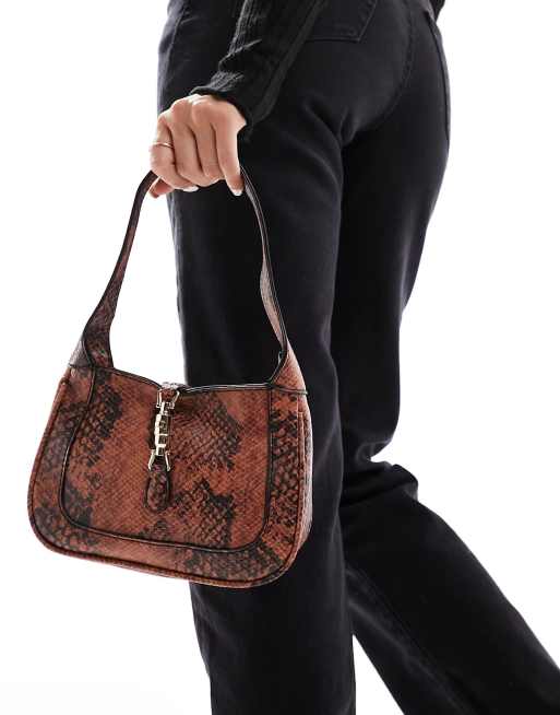 Faux snakeskin shoulder on sale bag