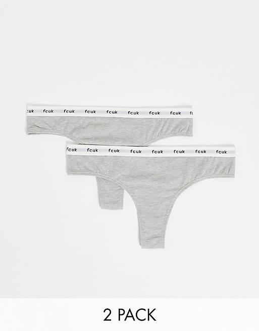 French Connection FCUK 2 pack thongs in grey