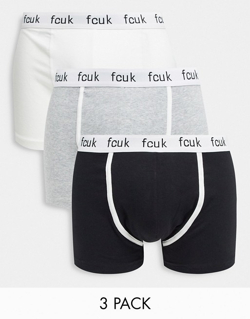 French Connection FCUK 3 pack logo trunks
