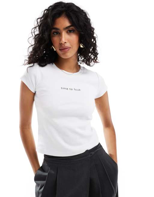 French Connection FCUK baby tee with FCUK this slogan in white, 4 of 4