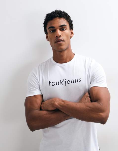 French Connection FCUK biały T-shirt z nadrukiem jeansowym - view 1