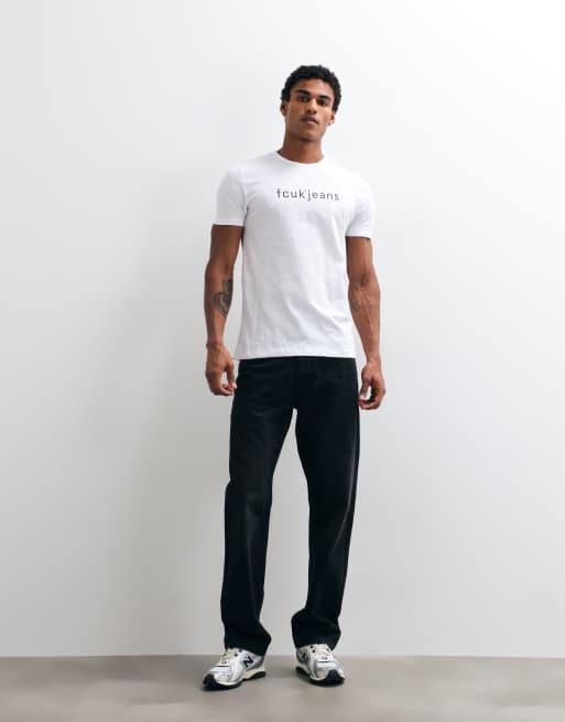 French Connection FCUK biały T-shirt z nadrukiem jeansowym, 2 z 5