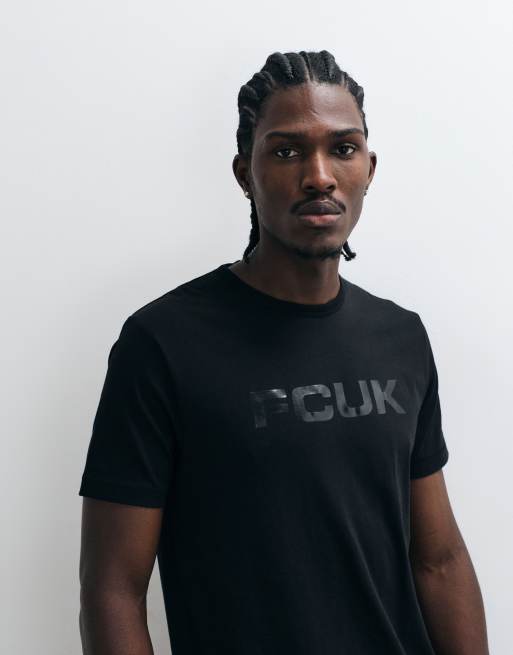 French Connection FCUK chest logo t-shirt in black, 3 of 5