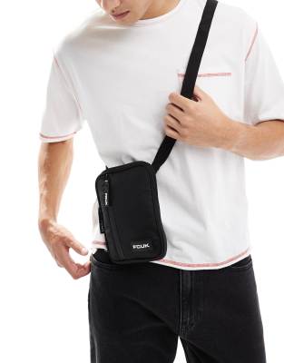 French Connection Mens French Connection FCUK crossbody bag in black