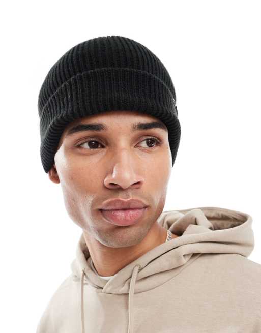 French Connection – FCUK – Czarna prążkowana czapka beanie