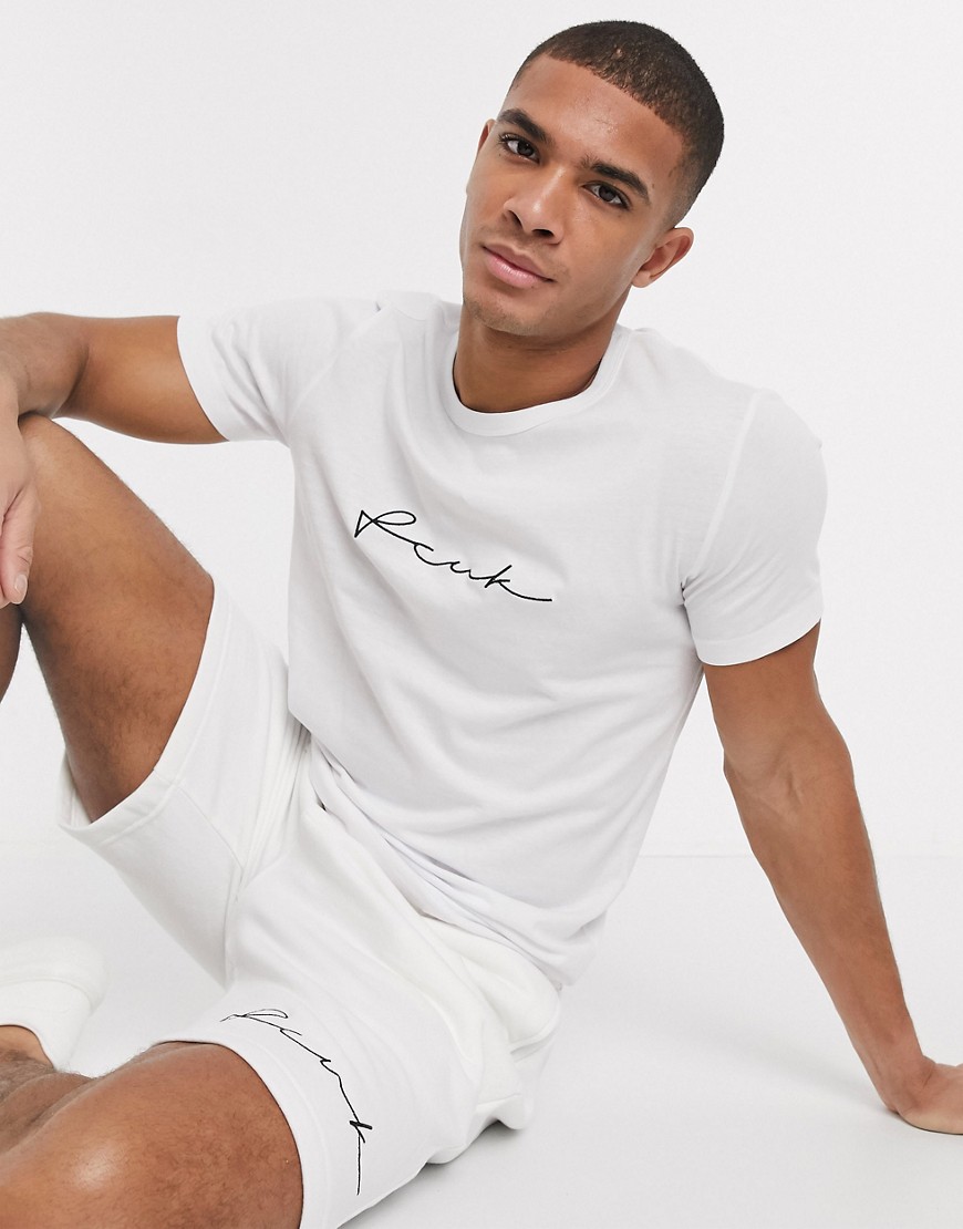 French Connection FCUK embroidery co-ord t-shirt-White