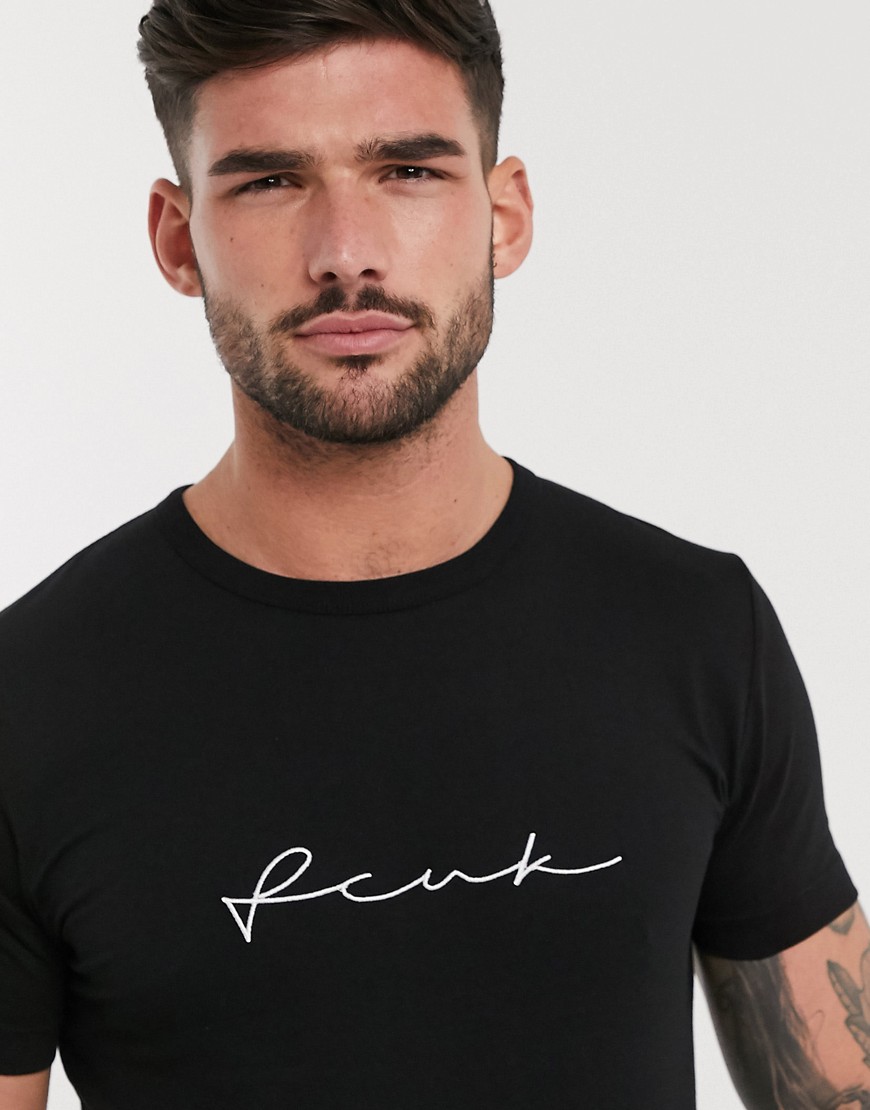 French Connection Fcuk Embroidery Two-piece T-shirt-black