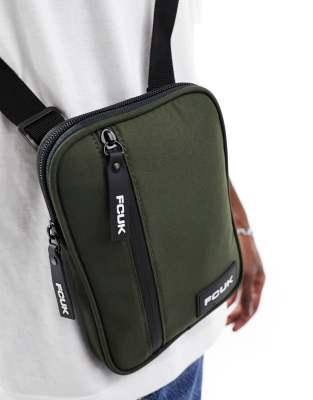 French Connection FCUK flight bag in khaki - ASOS Price Checker