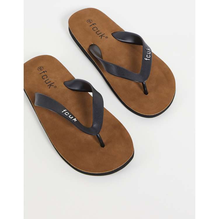 French Connection FCUK flip flops in black ASOS