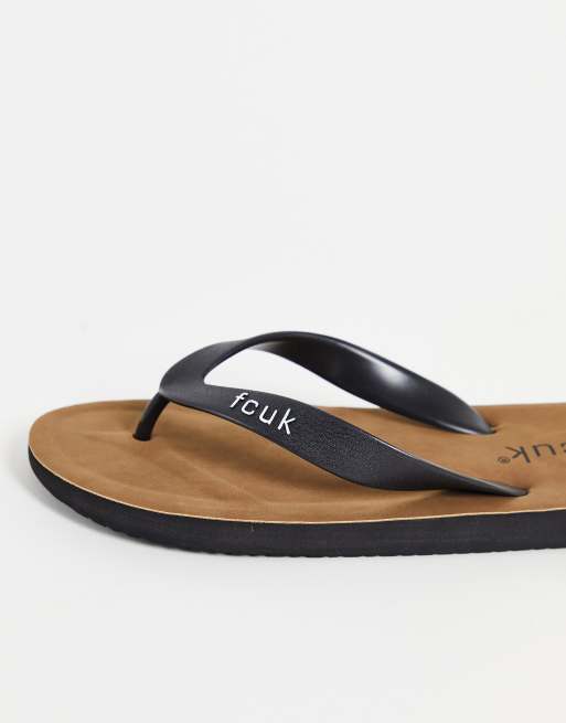 French Connection FCUK flip flops in black