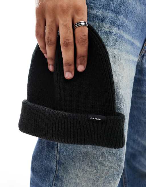 French Connection – FCUK – Gerippte Strickmütze in Schwarz, 3 von 3