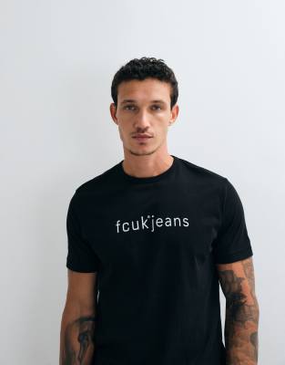 French Connection Fcuk Jeans Graphic T-shirt In Black