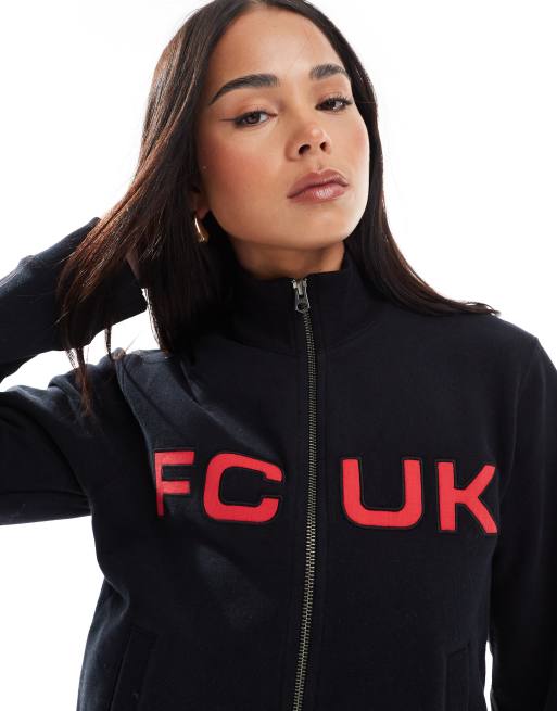 French Connection - FCUK - Jersey met ritssluiting en slogan in zwart 