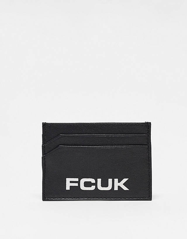 French Connection - fcuk leather cardholder with large logo in black