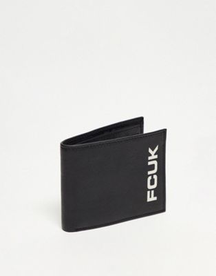 FCUK leather wallet with large logo in black