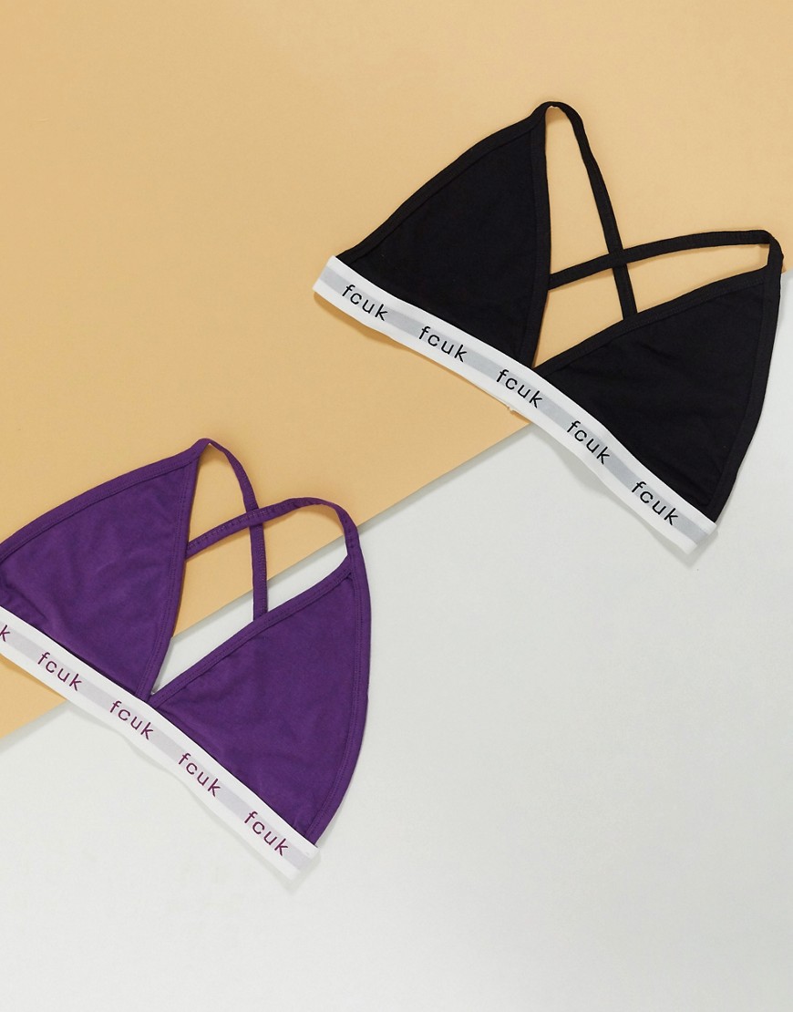 French Connection FCUK logo 2 pack bra's-Multi