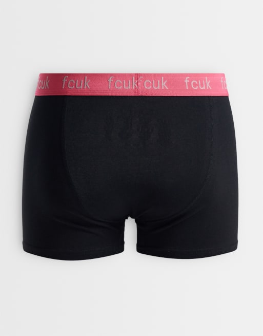 French Connection FCUK logo 7 pack boxers with contrast waist band in black/multi, 2 of 3