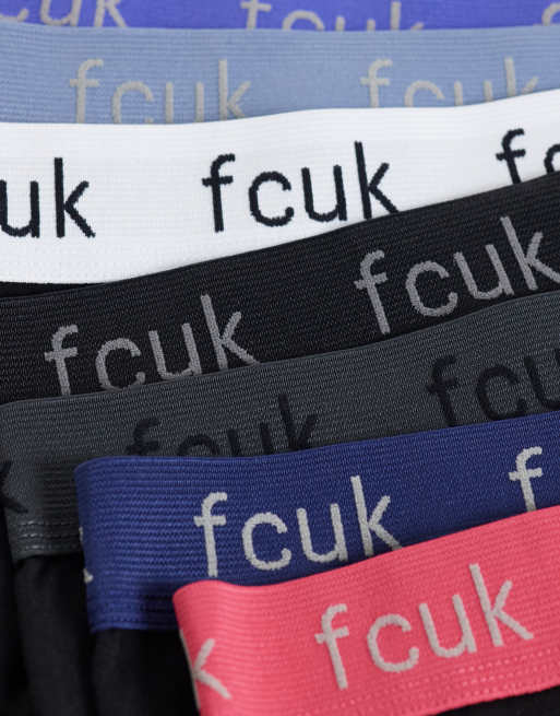 French Connection FCUK logo 7 pack boxers with contrast waist band in black/multi, 3 of 3