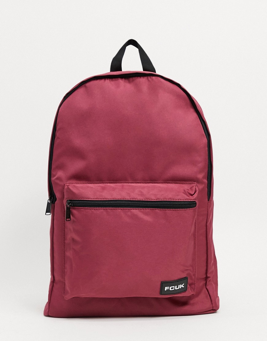 French Connection FCUK logo backpack in burgundy-Red