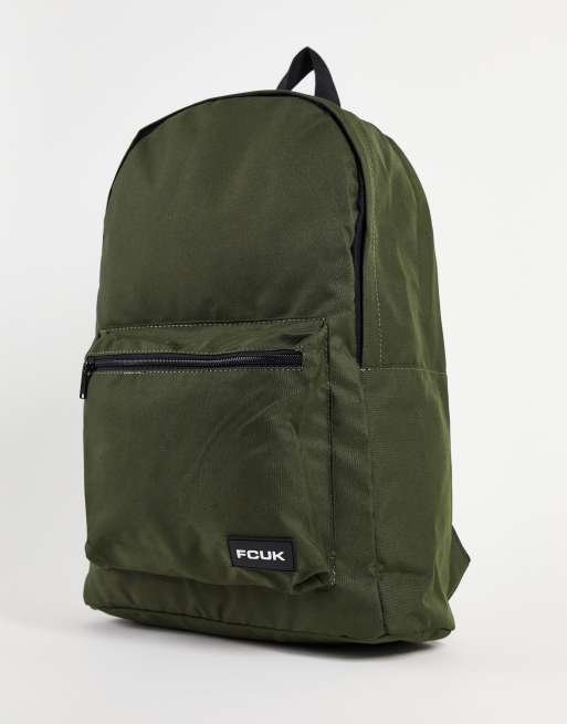 French Connection FCUK logo backpack in khaki | ASOS