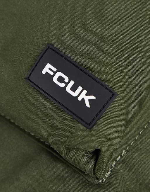 French Connection FCUK logo backpack in khaki | ASOS