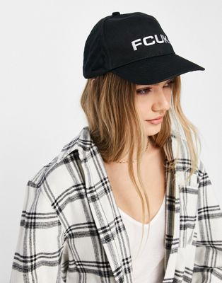 French Connection FCUK logo baseball cap in black