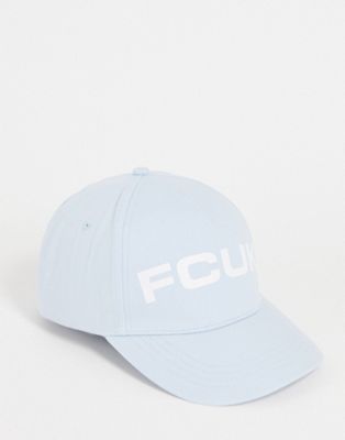 French Connection FCUK logo baseball cap in light blue