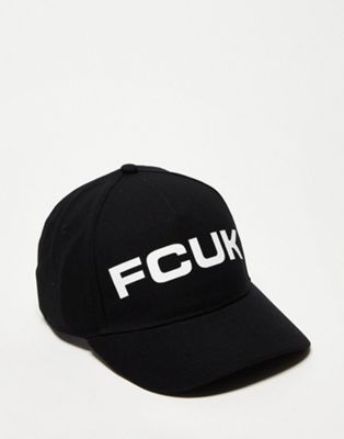 French Connection FCUK logo cap in black