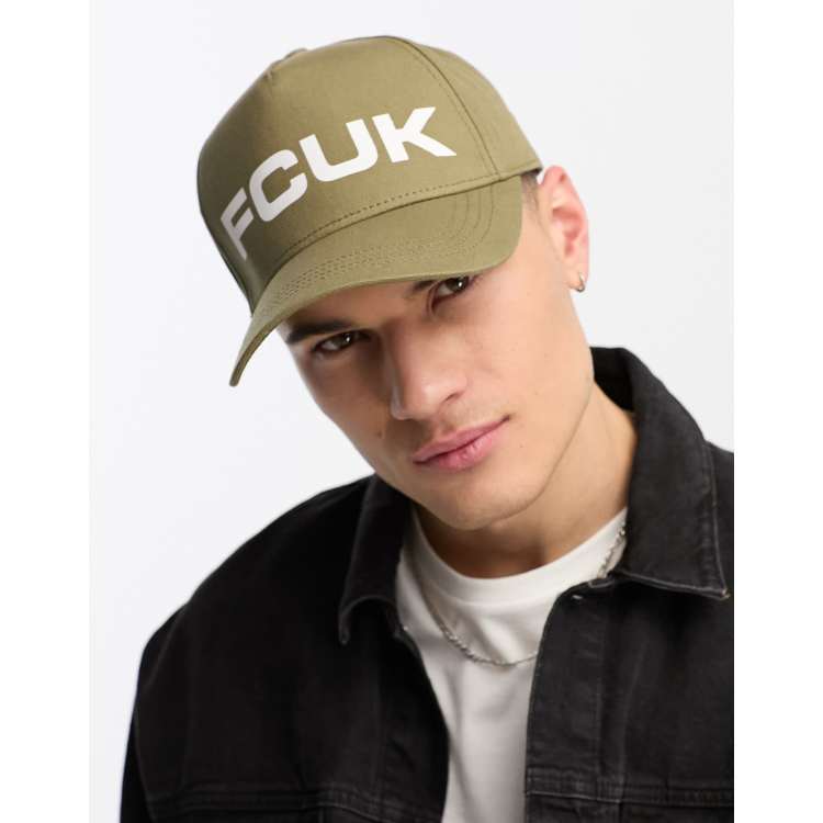 French Connection FCUK logo cap in light khaki ASOS