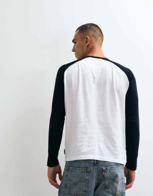 French Connection FCUK logo raglan langærmet T-shirt i hvid og navy, 5 af 5