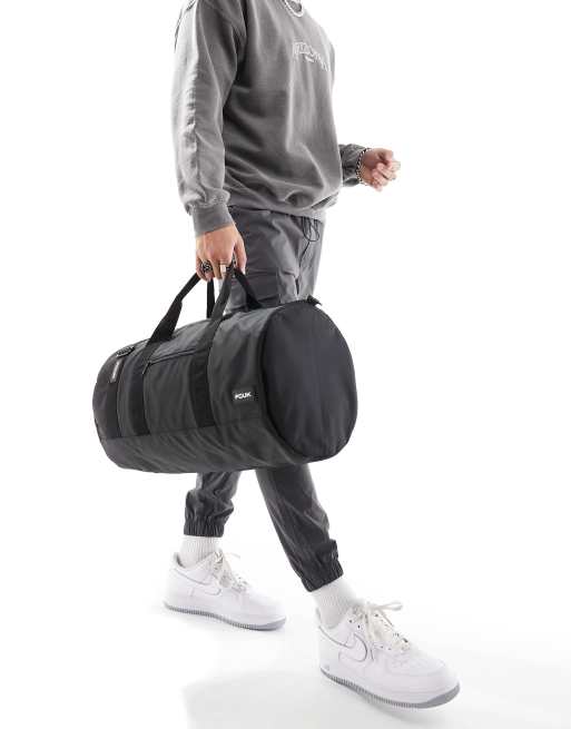 French Connection FCUK nylon barrell holdall bag in black, 2 of 4