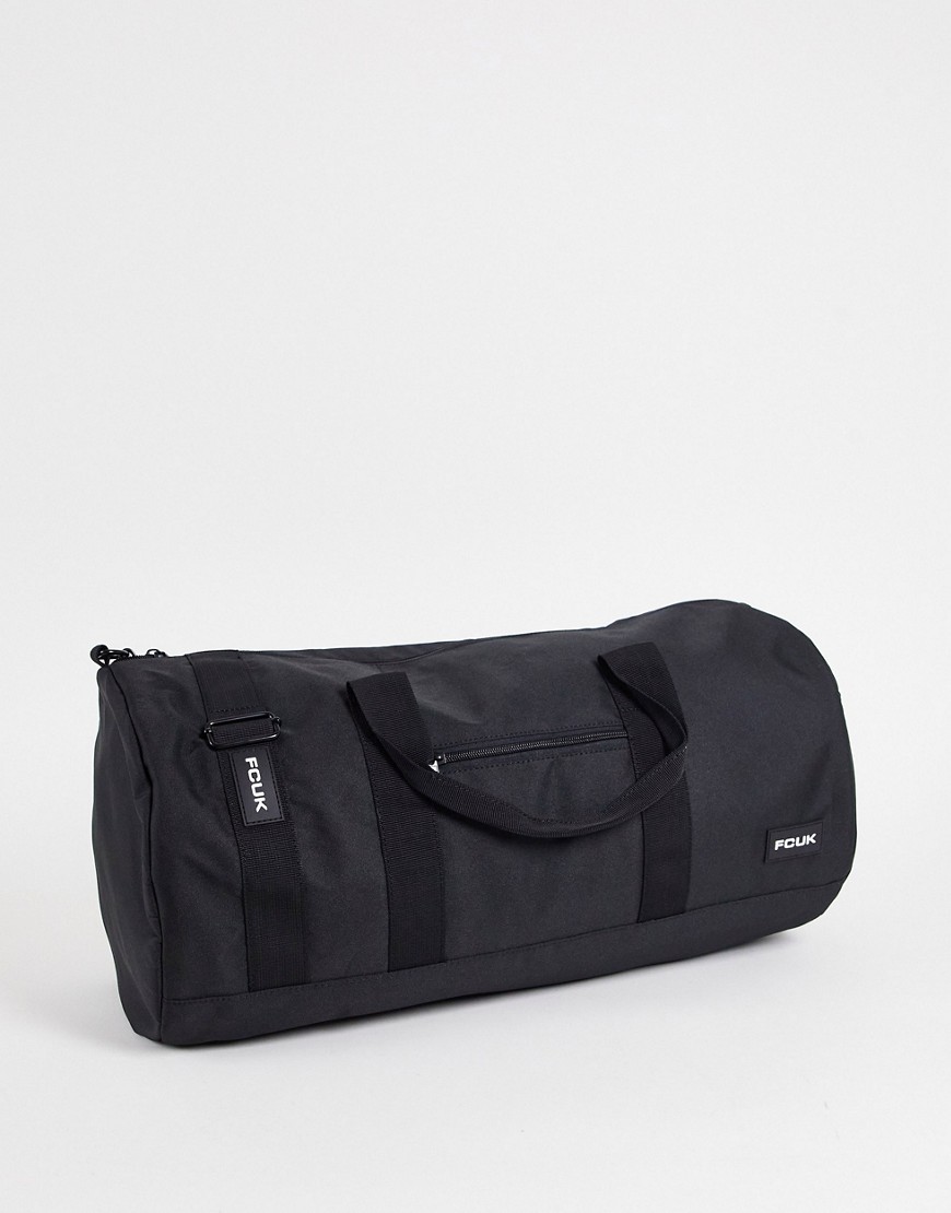 FCUK nylon duffle bag in black
