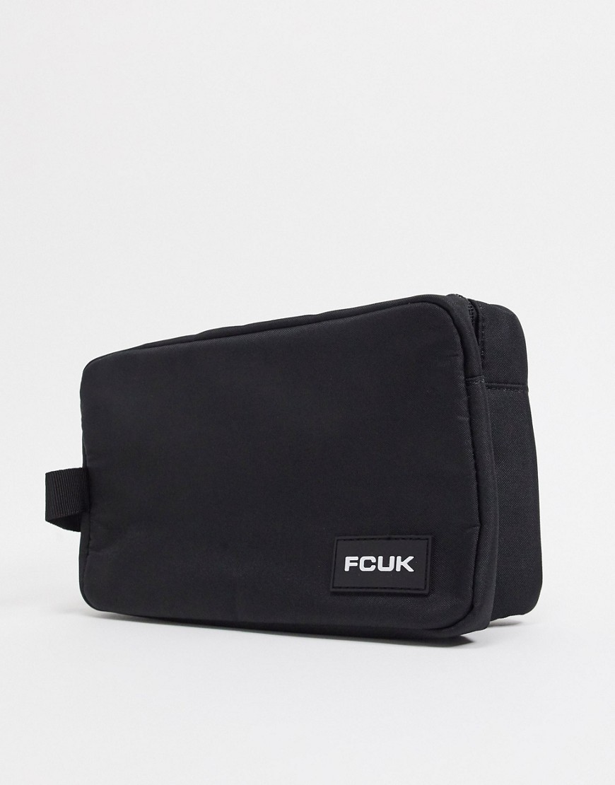 French Connection FCUK nylon wash bag in black