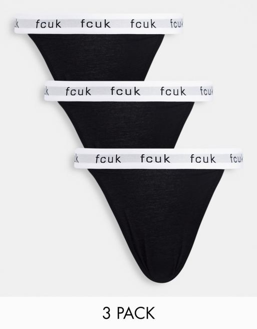 French Connection - FCUK - Pakke med 3 par sorte tanga-briefs
