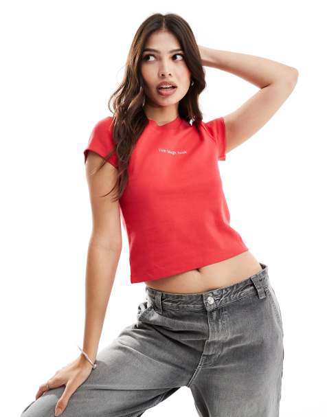 French Connection - FCUK - Rød baby-t-shirt med "Live Laugh"-slogan - view 1