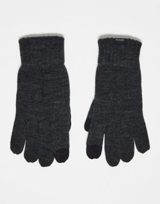 French Connection FCUK ribbed gloves in grey