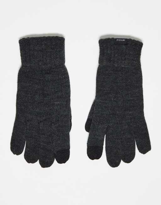French Connection FCUK ribbed gloves in grey