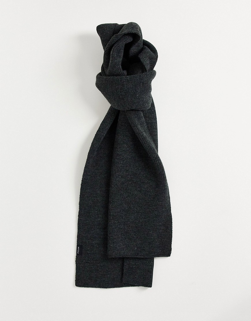 French Connection Fcuk Ribbed Scarf In Gray-grey