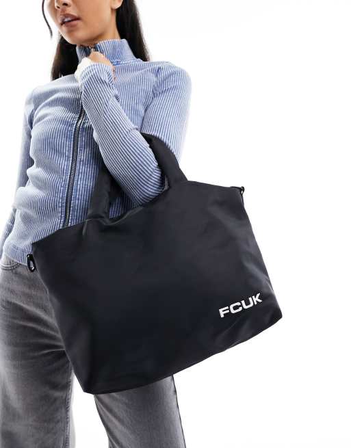 French Connection - FCUK - Ruimvallende tote tas in zwart