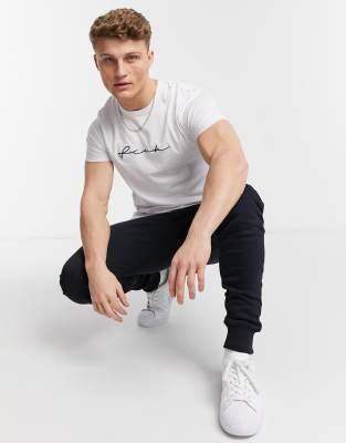 French Connection FCUK script logo long sleeve t-shirt in white