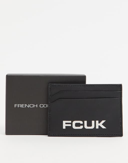 French Connection – FCUK – Składane skórzane etui na karty z logo