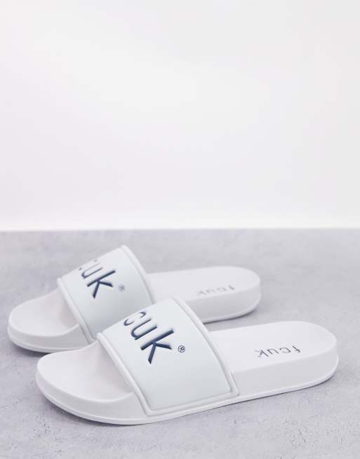 French Connection - FCUK - Sliders colore bianco e blu marina