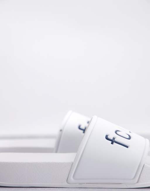 French Connection FCUK sliders in white and marine, 4 of 4