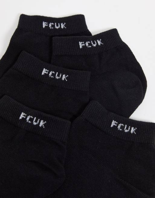 French Connection – FCUK – Sneakersocken in Schwarz und Weiß im 5er-Pack, 3 von 4