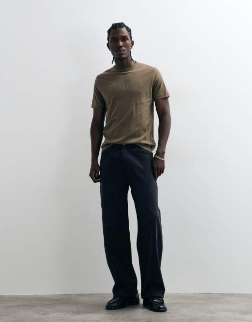 French Connection FCUK T-shirt met borstlogo in kaki, 2 van 5