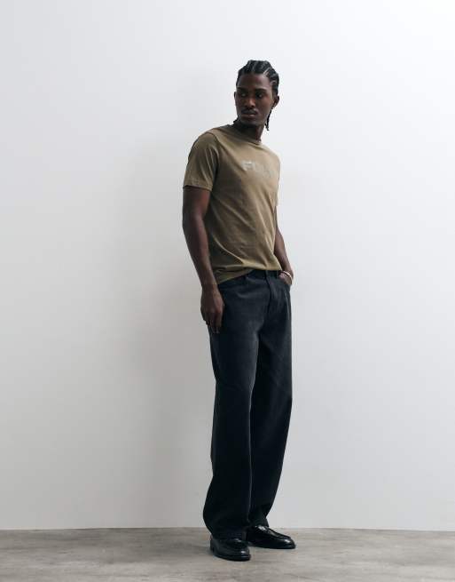 French Connection FCUK T-shirt met borstlogo in kaki, 4 van 5