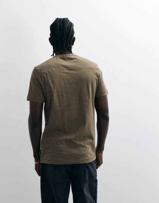 French Connection FCUK T-shirt met borstlogo in kaki, 5 van 5