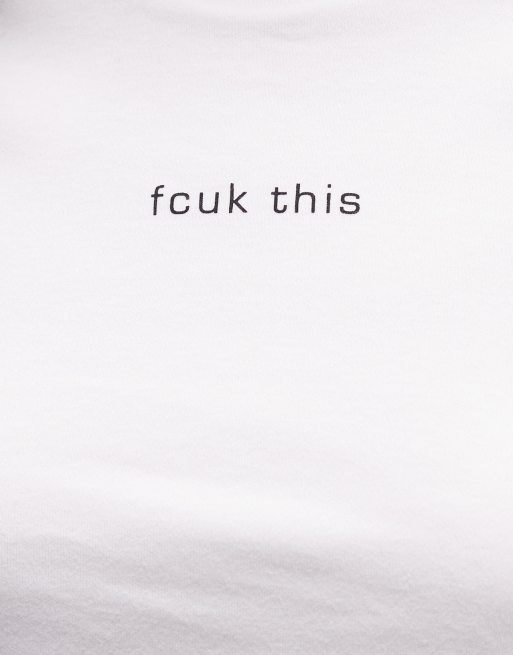 French Connection – FCUK – Vit/svart, liten t-shirt med text, 4 av 4